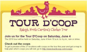 Cover photo for 2016 Tour d' Coop: June 4th 10am-4pm, Raleigh NC