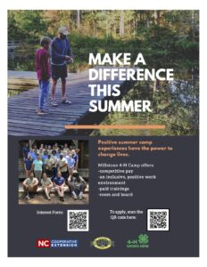 Cover photo for Camp Counselors Needed for Millstone 4-H Camp