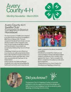 Cover photo for Avery County 4-H Newsletter - March, 2024