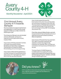 Cover photo for Avery County 4-H April Newsletter
