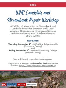 WNC Landslide and Streambank Repair Workshop Announcement